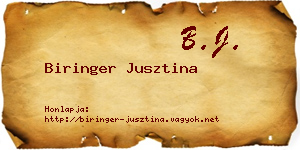 Biringer Jusztina névjegykártya